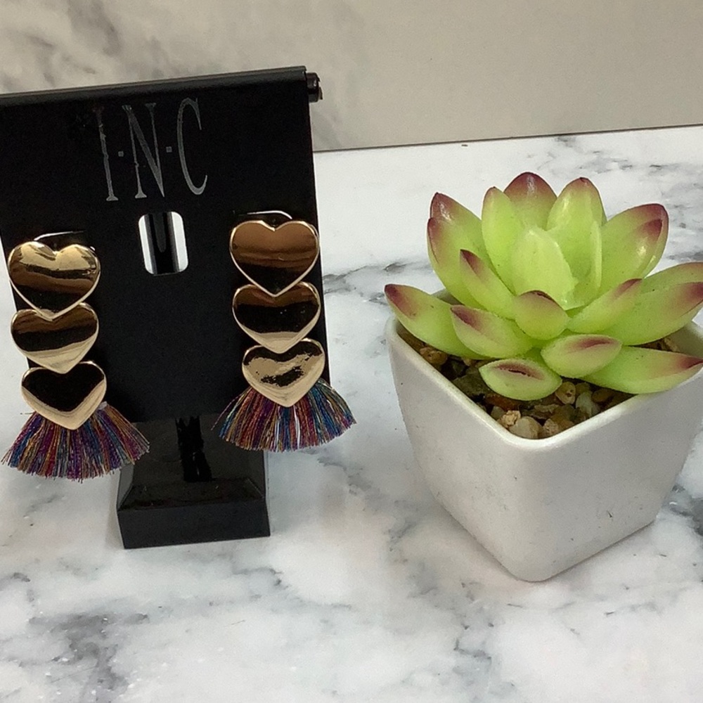 NWT- INC International ConceptHeart Fringe Drop Earrings
